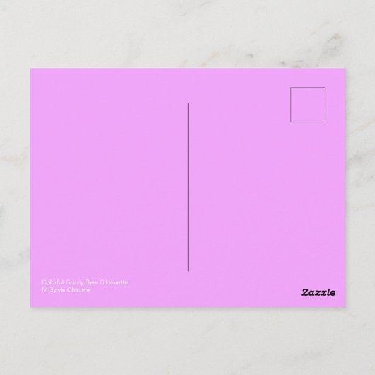 Farbenfrohe Grizzlybären-Silhouette Postkarte (Rückseite)