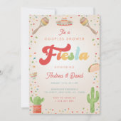 Farbenfrohe Groovy 70er Fiesta Mexican Couples Dus Einladung (Vorderseite)