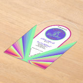 Farbenfrohe Groovy 70er Jahre Retro Birthday Arch Acryleinladungen (Ablage )