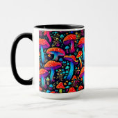 Farbenfrohe Groovy Biolumineszenz Pilze Tasse (Links)