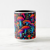Farbenfrohe Groovy Biolumineszenz Pilze Tasse (Zentrum)