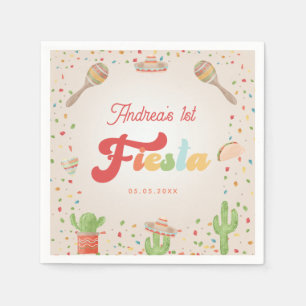 Farbenfrohe Groovy Fiesta 1. Geburtstag Geschlecht Serviette