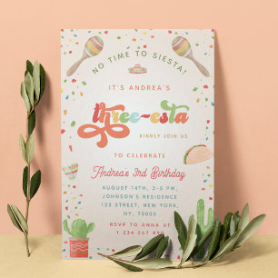 Farbenfrohe Groovy Fiesta 3. Geburtstagsgeschlecht Einladung
