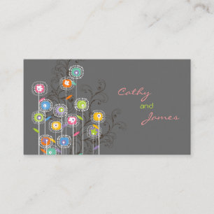 Farbenfrohe Groovy Flower Garden Moderne Hochzeits Platzkarte