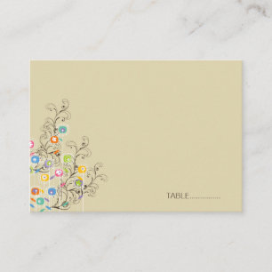 Farbenfrohe Groovy Flower Garden Moderne Hochzeits Platzkarte