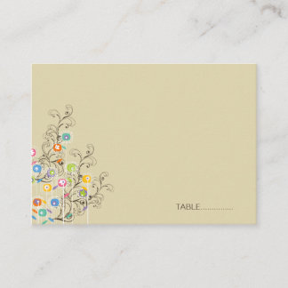 Farbenfrohe Groovy Flower Garden Moderne Hochzeits Platzkarte