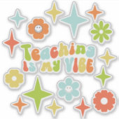 Farbenfrohe Groovy-Lehre ist meine Vibe, Lehrerin Aufkleber (Vorderseite)