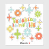 Farbenfrohe Groovy-Lehre ist meine Vibe, Lehrerin Aufkleber (Blatt)