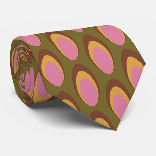 Farbenfrohe Groovy Retro 70er Pattern Neck Tie Krawatte (Gerollt)
