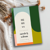 Farbenfrohe Groovy Retro Arch Abstrakt Rettete uns Einladung