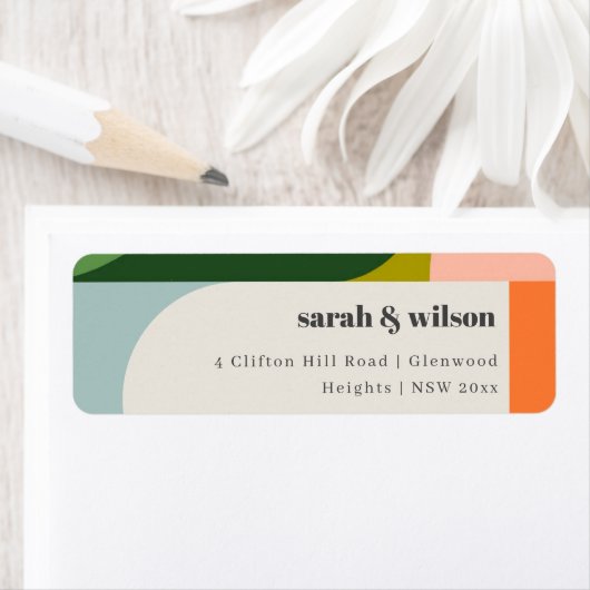 Farbenfrohe Groovy Retro Arch Abstrakte Adresse (Insitu)