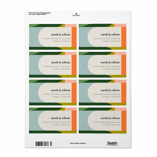 Farbenfrohe Groovy Retro Arch Abstrakte Adresse (Vorne)