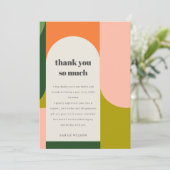 Farbenfrohe Groovy Retro Arch Abstrakte Babydusche Dankeskarte (Stehend Vorderseite)