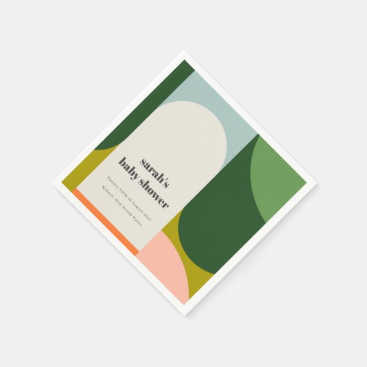 Farbenfrohe Groovy Retro Arch Abstrakte Babydusche Serviette (Ecke)