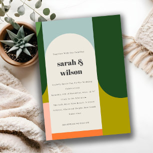 Farbenfrohe Groovy Retro Arch Abstrakte fette Hoch Einladung