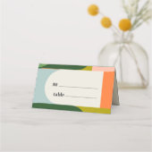 Farbenfrohe Groovy Retro Arch Abstrakte fette Hoch Platzkarte (Rückseite)