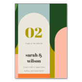 Farbenfrohe Groovy Retro Arch Abstrakte fette Hoch Tischnummer (Vorderseite)