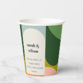 Farbenfrohe Groovy Retro Arch Abstrakte Hochzeit Pappbecher (Vorderseite)