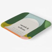 Farbenfrohe Groovy Retro Arch Abstrakte Hochzeit Pappteller (Gewinkelt)