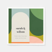 Farbenfrohe Groovy Retro Arch Abstrakte Hochzeit Serviette (Vorderseite)