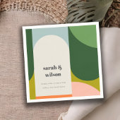 Farbenfrohe Groovy Retro Arch Abstrakte Hochzeit Serviette