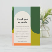 Farbenfrohe Groovy Retro Arch Abstraktes Brautpart Dankeskarte (Stehend Vorderseite)