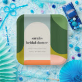 Farbenfrohe Groovy Retro Arch Abstraktes Brautpart Pappteller (Party)