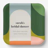 Farbenfrohe Groovy Retro Arch Abstraktes Brautpart Pappteller (Vorderseite)