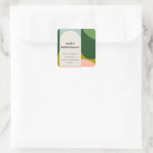 Farbenfrohe Groovy Retro Arch Abstraktes Brautpart Quadratischer Aufkleber (Tasche)
