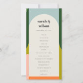 Farbenfrohe Groovy Retro Arch Bold Wedding Program Dankeskarte (Vorderseite)