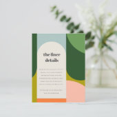 Farbenfrohe Groovy Retro Arch Fett Hochzeitsdetail Begleitkarte (Stehend Vorderseite)