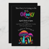 Farbenfrohe Groovy Retro Einladung zum Geburtstag (Vorne/Hinten)