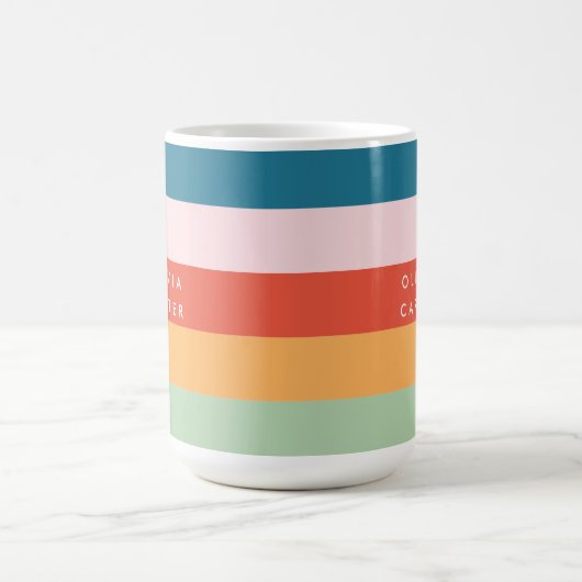 Farbenfrohe Groovy Retro Horizontaler Streifen Nam Kaffeetasse (Mittel)