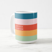 Farbenfrohe Groovy Retro Horizontaler Streifen Nam Kaffeetasse (Vorderseite Links)