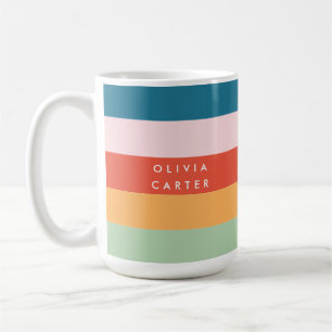 Farbenfrohe Groovy Retro Horizontaler Streifen Nam Kaffeetasse