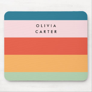 Farbenfrohe Groovy Retro Horizontaler Streifen Nam Mousepad