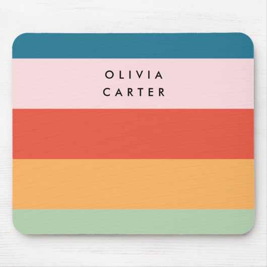 Farbenfrohe Groovy Retro Horizontaler Streifen Nam Mousepad (Vorne)