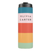 Farbenfrohe Groovy Retro Horizontaler Streifen Nam Thermosbecher (Vorderseite)