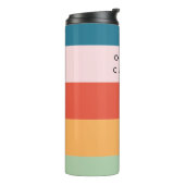 Farbenfrohe Groovy Retro Horizontaler Streifen Nam Thermosbecher (Nach links gedreht)