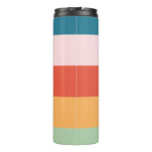 Farbenfrohe Groovy Retro Horizontaler Streifen Nam Thermosbecher (Rückseite)