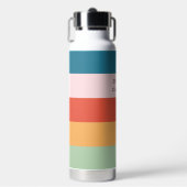 Farbenfrohe Groovy Retro Horizontaler Streifen Nam Trinkflasche (Vorderseite)