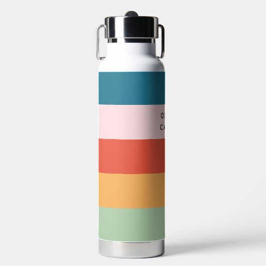 Farbenfrohe Groovy Retro Horizontaler Streifen Nam Trinkflasche (Vorderseite)