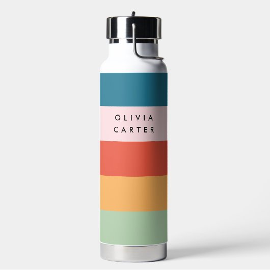Farbenfrohe Groovy Retro Horizontaler Streifen Nam Trinkflasche (Links)