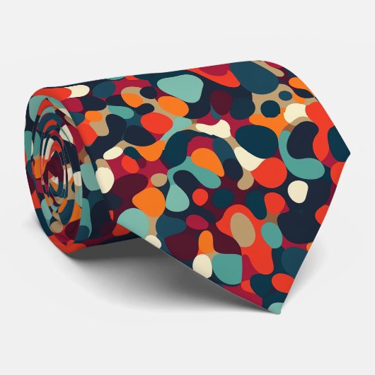 Farbenfrohe Groovy Retro Krawatte (Gerollt)