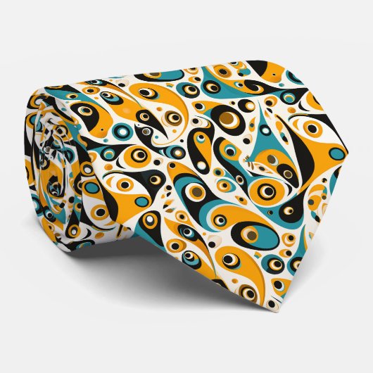 Farbenfrohe Groovy Retro Krawatte (Gerollt)