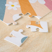 Farbenfrohe Groovy Retro Sunshine & 60er Daisy Flo Puzzle (Seite)