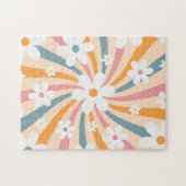 Farbenfrohe Groovy Retro Sunshine & 60er Daisy Flo Puzzle (Horizontal)