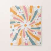 Farbenfrohe Groovy Retro Sunshine & 60er Daisy Flo Puzzle (Vertikal)