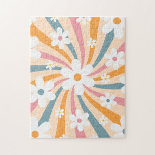 Farbenfrohe Groovy Retro Sunshine & 60er Daisy Flo Puzzle