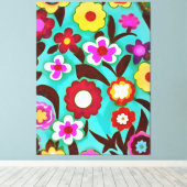 Farbenfrohe Groovy Seventies Abstrakt Leinwanddruck (Insitu (Holzboden))